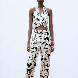 Zara Black & White Tropical Halter and Pant